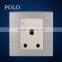 3 pole round socket PC material wall switch Germany US 1 gang switch and 15A socket
