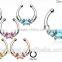 Metal Alloy Septum Clicker CZ Daith Nose Ring Body Piercing Hanger Clip On Fashion Jewelry O 22