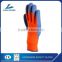 10G Hi-viz orange poly/cotton liner with blue Latex coated safety working glove
