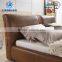 Genuine Leather Material and Coffee Color King Size Bed