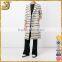 Beige with black Flax blended long stripe coat