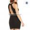 Voile splicing backless sleeveless black sexy mini dress women dress club