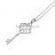 Women jewelry 925 sterling silver zircon key shape necklace