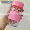 Pink color silicone cover seal hot water glass sport bottle New Design hot water glass sport bottle