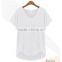 (Trade Assurance)wholesale 220g 95%cotton 5%spandex short sleeve v neck plain dyed women fitness t shirt