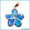 Hot Sale 925 Sterling Silver Blue Inlay Opal Hawaiian Flower Charm Pendant