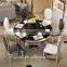 Foshan wholesale modern home furniture round 8 seats glass dining table