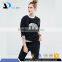 high quality with stripe on the right hem women 100% cotton blcak casual panda hoodies