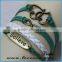New promotional hot gift jewelry charms braided leather bracelet with metal letters