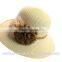 Best Beauty Flat Top Ladies Summer Bucket Straw Hat With Flower Ribbon