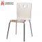 White panel steel bracket double dining table