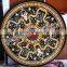Black Pietra Dura Marble Inlay Round Table Top, Black Dinning Table top
