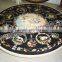 Italian Inlay marble Dinning Table Top, Round Black Pietra Dura Table top