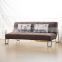 Living Room or Hotel Use Folded Fabric Sofa Bed with Simple Metal Armrest