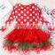 2015 New Christmas Girls Dress Long-Sleeve Dot Dresses Kids Cotton Children's Christmas gift Party Costume princess dress