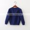Wholesale navy blue color v neck cotton babies knitting sweater designs