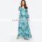 Maternity printed maxi long sleeve maternity dress for muslim with wrap front