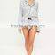 2017 MGOO Fashion Sexy Shorts Women Nightwear Grey Satin Embroidered Pajama Set Custom Logos Your Tag Pocket Sleepwear