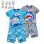 In Stock Items Casual Boys Kids Clothes Tshirt Sets Shark Pattern 100% Cotton Pajama Set Wholesale