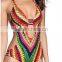 latest string handmade crochet sexy one piece thong swimwear