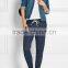 Women causal 100% cotton blue stretch-jersey track pants