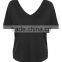 JXY Basic Black Batwing V Tee for Women