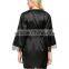 Fashion Wrap Front Long Sleeves Robe Relaxed Fit Silk Robe With Belt