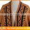 Open Front Striped And Fringed Hem Women Cape Sweater