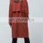 loops on the shoulder and cuffs turn down collar women long coat