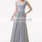 Grace Karin Off Shoulder Backless Sweetheart Chiffon Grey Long Mother of the Groom Evening Dress CL6231-1