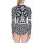 full zip front all over print rash guard for women printed swim top crop top women