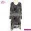 Latest Design Asymmetric Hem Long Sleeve Floral Maxi Dress