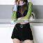2020 Hot Contrast Stitching Crop Top Sexy See-through Mesh Women Long Sleeve T-shirt