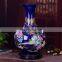 Antique ceramic decorative blue vase with flower pattern under glazed for home goods