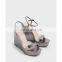 Women beautiful new style design ankle strap square toe metal buckle wedge heel sandals ladies platform shoes