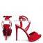 Red Color High Stiletto Heeled Women Platform With Crossover Front Strap Ladies Ankle Strap Shoes Available in Other Colors