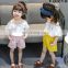 2019 popular new Korean, sweet girl clothing female baby fashion strapless embroidery short-sleeved shirt shorts set/