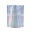 Custom printed holographic pouch ziplock packs hologram mylar packaging iridescent bags for cosmetic