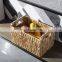 HBK seagrass magazine newspaper organic water hyacinth storage basket with wooden handle