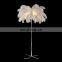 Nordic luxury bedroom living room copper floor light modern led standing feather floor lamp