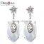 Exclusive Handmade Design Sea Shell Oval Shape Cubic Zirconia Drop Earrings