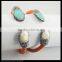 LFD-B0023 Wholesale Popular Turquoise Stone & Pearl Pave Rhinestone Crystal Orange Leather Cuff Bangles Bracelet Jewelry Finding