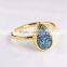 Wholesale Fashion Ring Agate Druzy titanium gold filled bezel ring