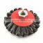 4-Inch Knot twisted steel wire brush disc with curled selvedge cup