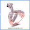 Wholesale Fake 18k Rose Gold And Silver Plated Alloy Rhinestone Pave Snake Ring Jewelry GR002