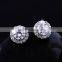 Micro Zircon Paved Stting Round The Center Zircon Sliver Stud Earrings