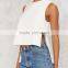 Plain dye short front long back crop top for women