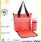 Made in Quanzhou women holding baby care bag, front stripe ziper diaper bag