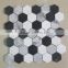 MM-CV255 Competitive price interior decoration natural hexagon white with black marble mosaics