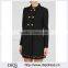 Wholesale Ladies Apparel Double-breasted Fashion Black Wool Crepe Coat(DQE0347C)